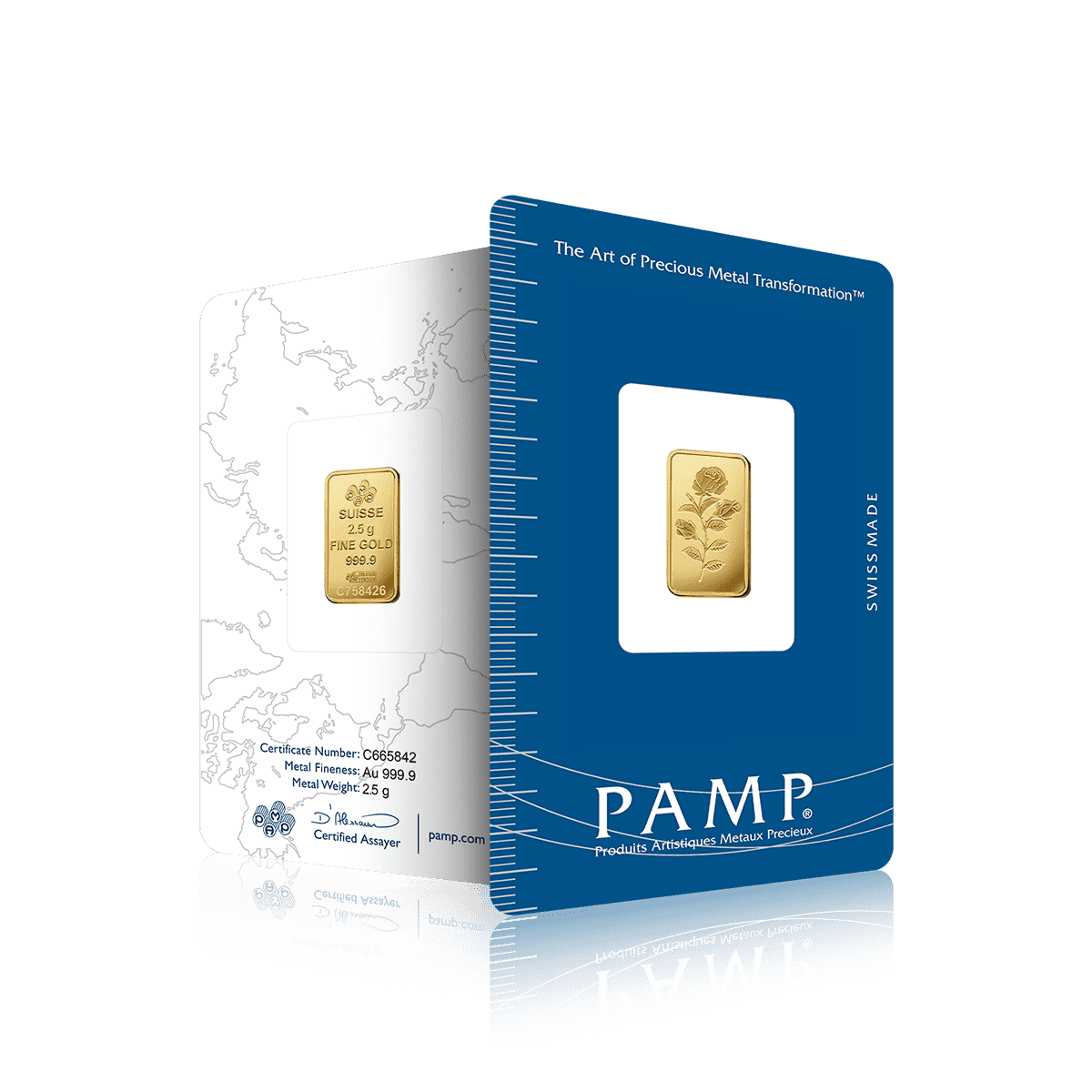 2.5g PAMP Rosa Investment Gold Bar (999.9)