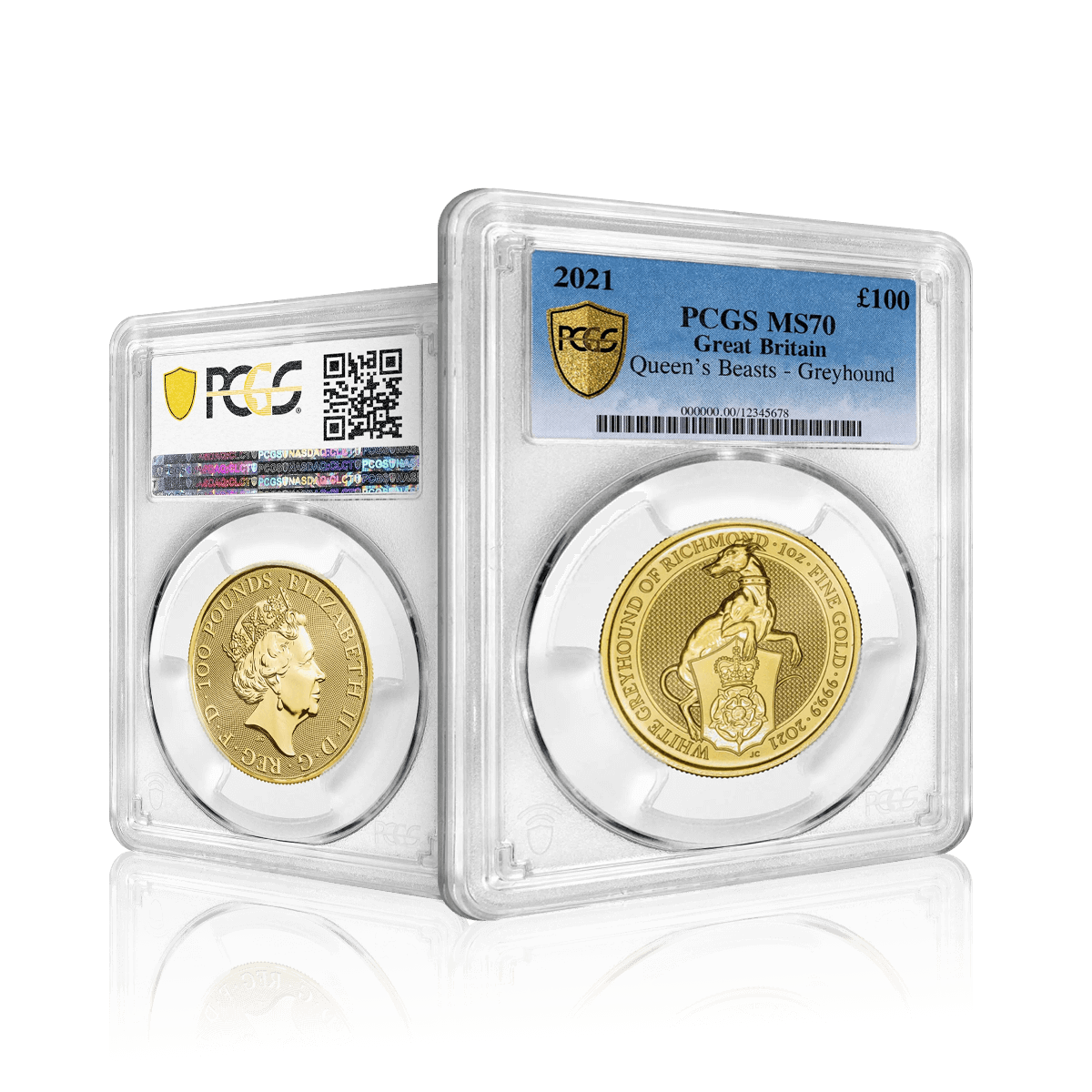 1oz Gold Queens Beast Greyhound of Richmond (2021) PCGS Graded (MS-70)