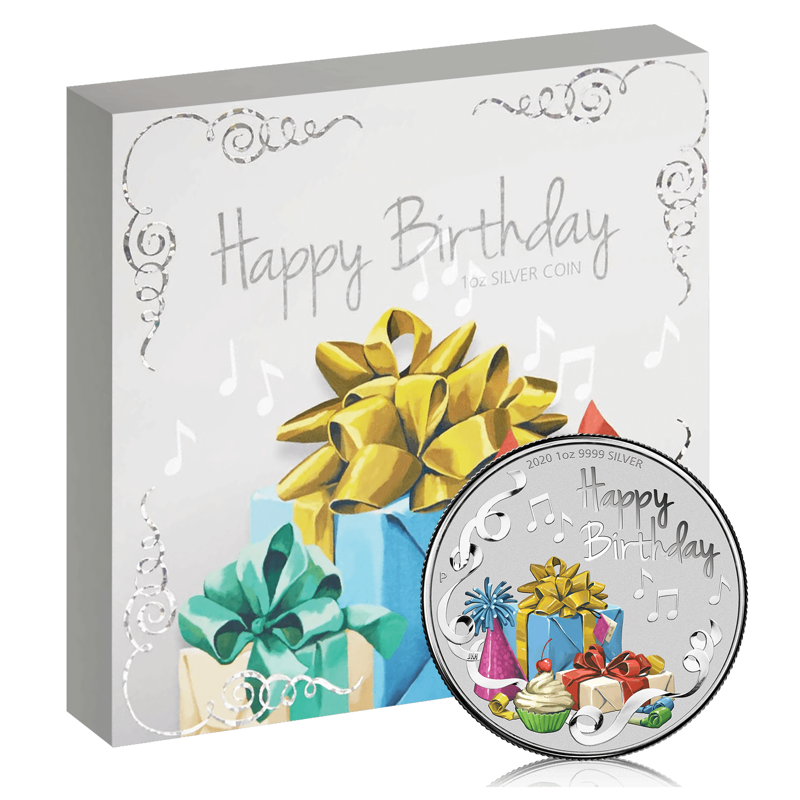1oz Silver Happy Birthday (Presents Design)