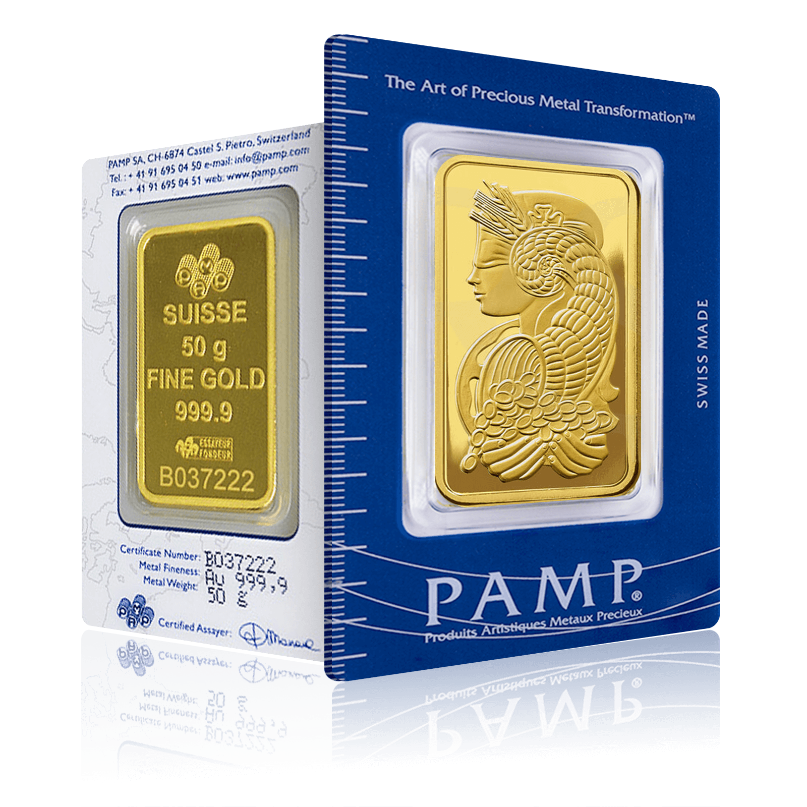 50g PAMP Lady Fortuna Gold Bar (Classic Version)