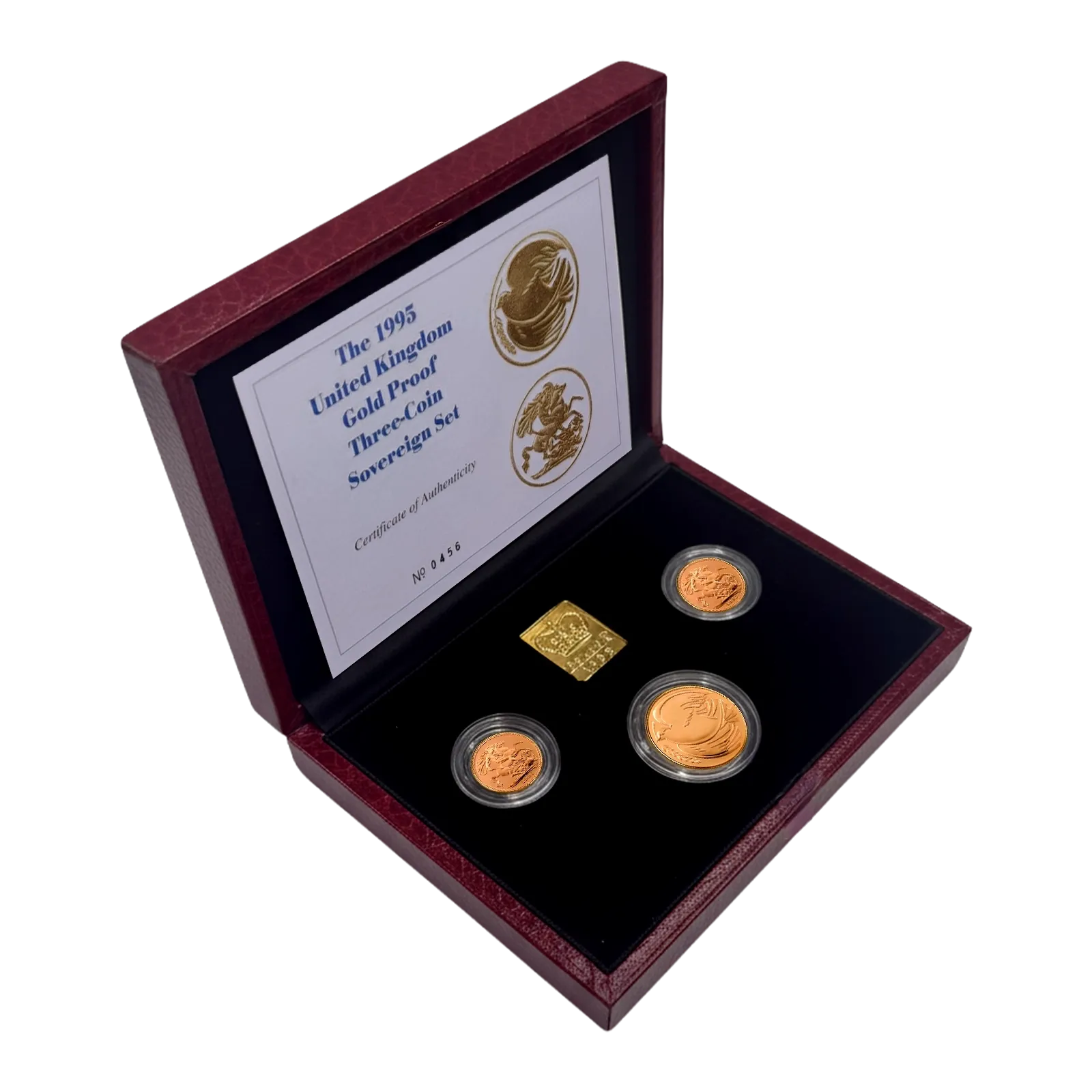 Preowned Gold Proof Sovereign Three Coin Box Set (1995)