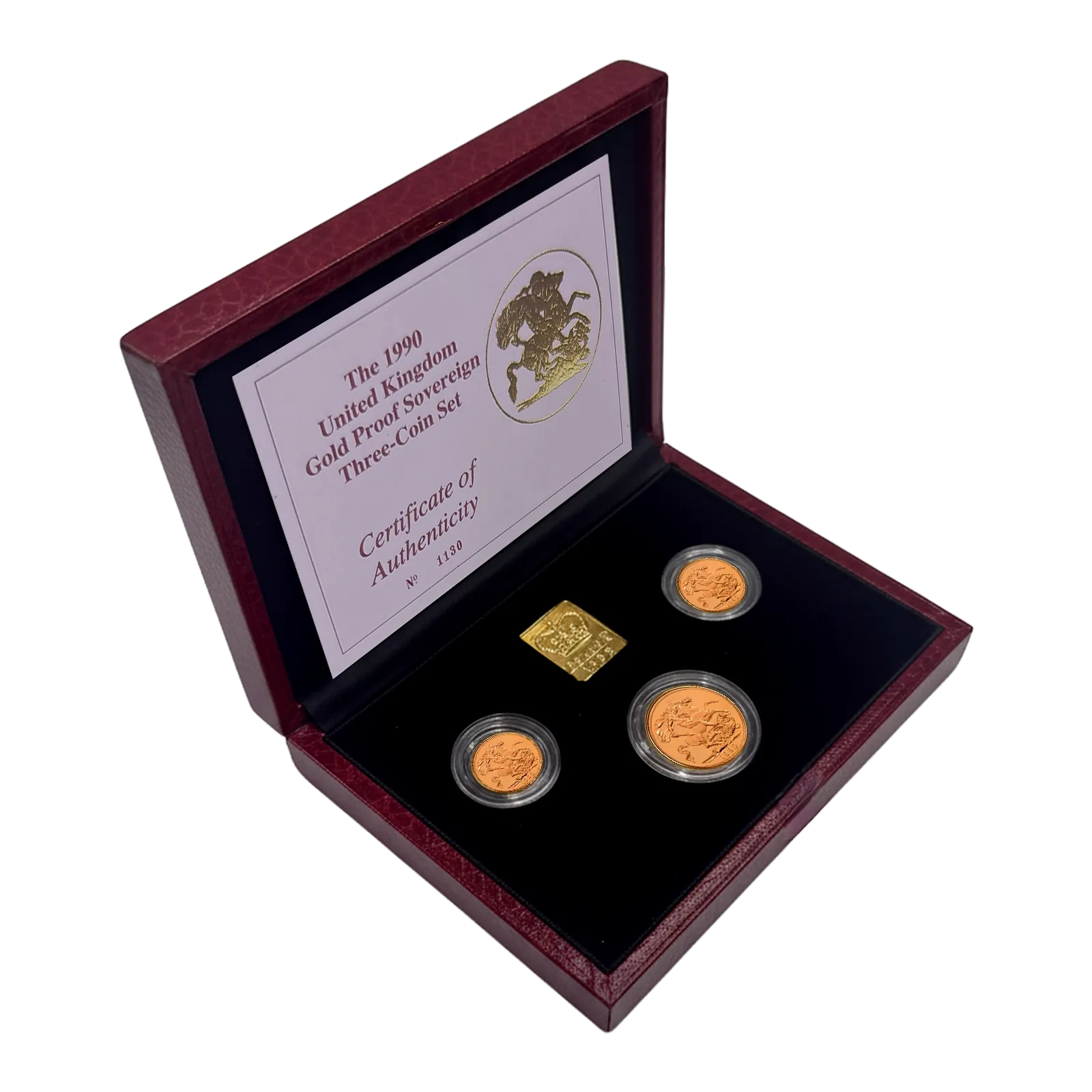 Preowned The 1990 UK Gold Proof Sovereign Three Coins (Box Set)